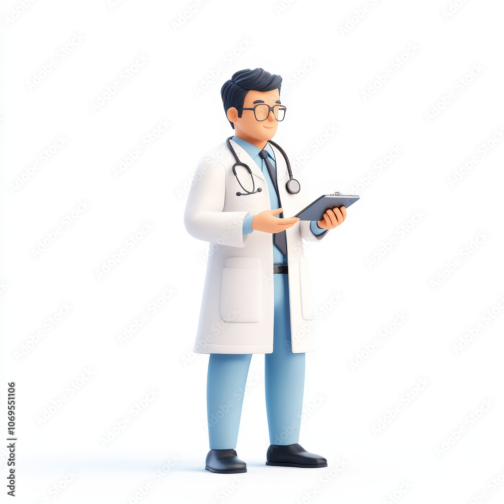 doctor in white coat holding clipboard, representing telemedicine and healthcare. This character symbolizes modern medical practices and remote patient care doctor in white coat holding clipboard, representing telemedicine and healthcare. This character symbolizes modern medical practices and remote patient care