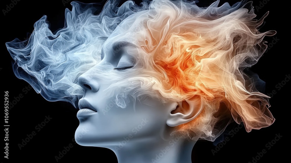 Dreamy abstract portrait with ethereal smoke in vivid colors Dreamy abstract portrait with ethereal smoke in vivid colors
