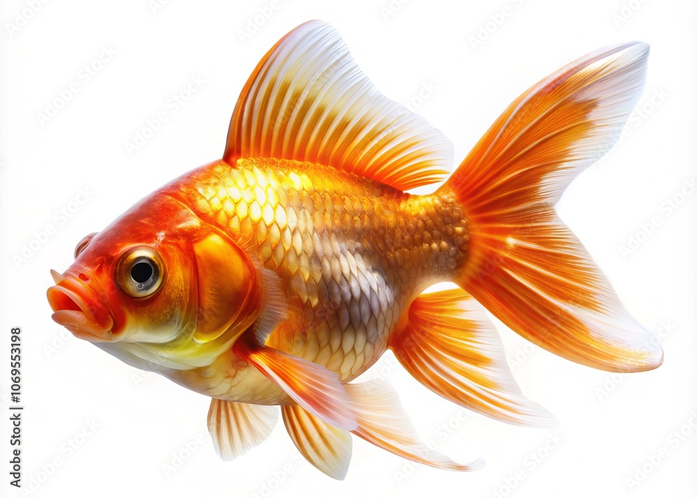 Obraz premium Stunning Isolated Goldfish on Background for Food Photography, Perfect for Creative Designs and Culinary Presentations, Showcasing Vibrant Colors and Intricate Details