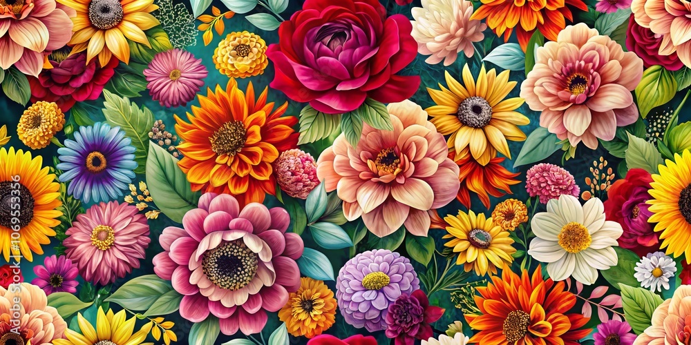 Stunning Panoramic Flower Pattern Featuring Large, Trendy Blooms Ideal for Fashion Design, Home Decor, and Creative Projects, Perfect for Modern Aesthetics and Stylish Backgrounds Stunning Panoramic Flower Pattern Featuring Large, Trendy Blooms Ideal for Fashion Design, Home Decor, and Creative Projects, Perfect for Modern Aesthetics and Stylish Backgrounds