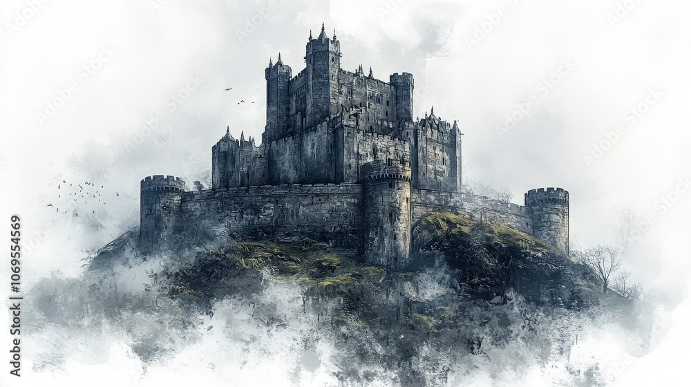 Mystical Medieval Castle on a Misty Hill Mystical Medieval Castle on a Misty Hill