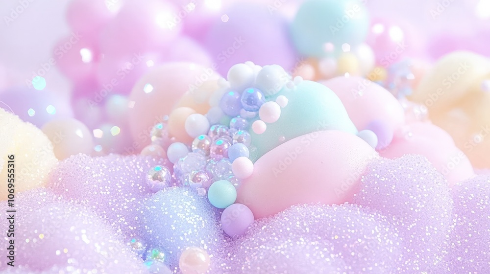 Pastel dreamscape: colorful foam bubbles and pearls in soft focus Pastel dreamscape: colorful foam bubbles and pearls in soft focus