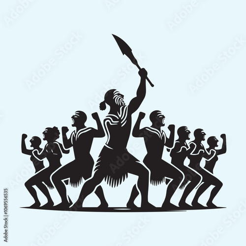 Maori Haka Dance vector, Maori Haka Dance  silhouette vector icon black and white