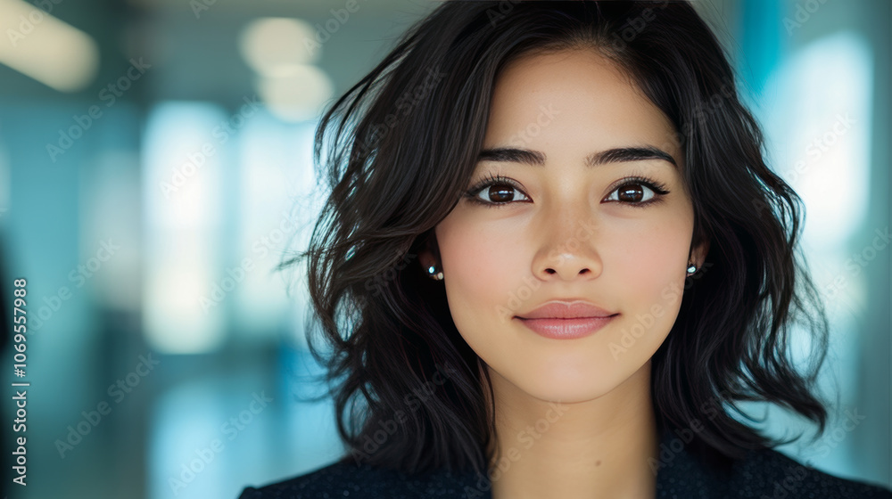 A young woman with dark hair and brown eyes looks directly at the camera with a gentle smile. A young woman with dark hair and brown eyes looks directly at the camera with a gentle smile.
