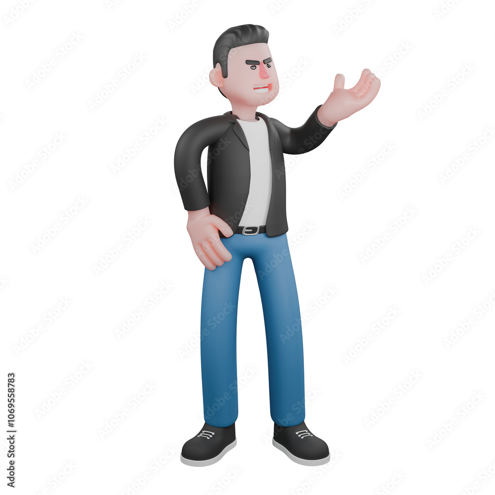 Singing Musician in 3D. A male musician is standing looking to the left while extending his left palm forward. Vocal Artist Model Singing Musician in 3D. A male musician is standing looking to the left while extending his left palm forward. Vocal Artist Model