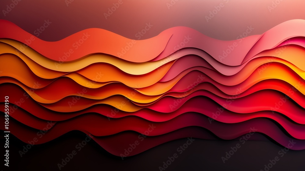 Layered Abstract Waves in Gradient of Red and Orange Tones Layered Abstract Waves in Gradient of Red and Orange Tones