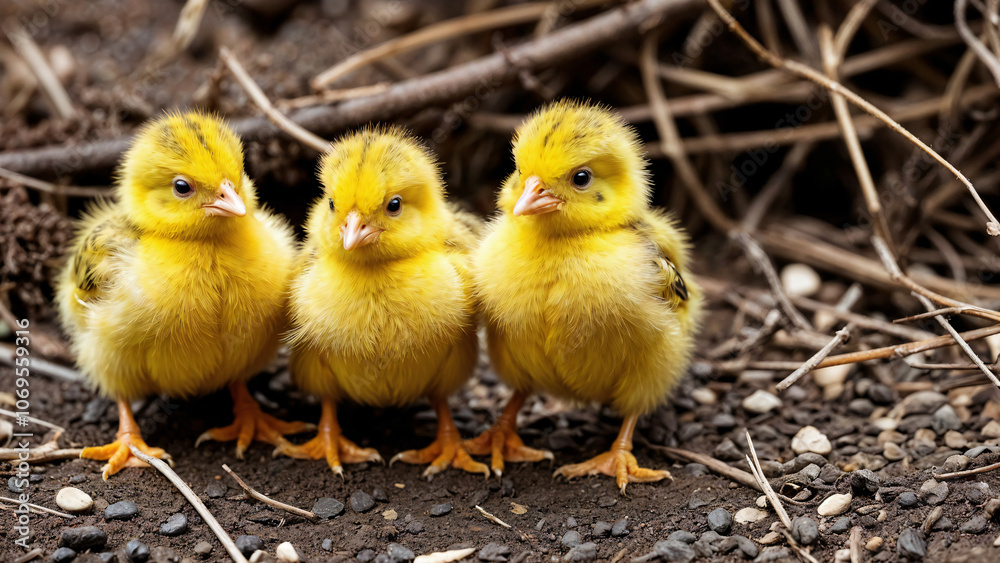 baby chickens near a nest baby chickens near a nest
