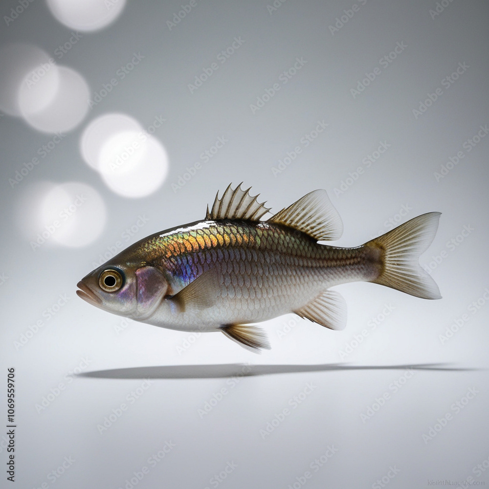 Fototapeta premium Ultra-Detailed Fish on a Solid Background, Photorealistic and Highly Textured Close-Up
