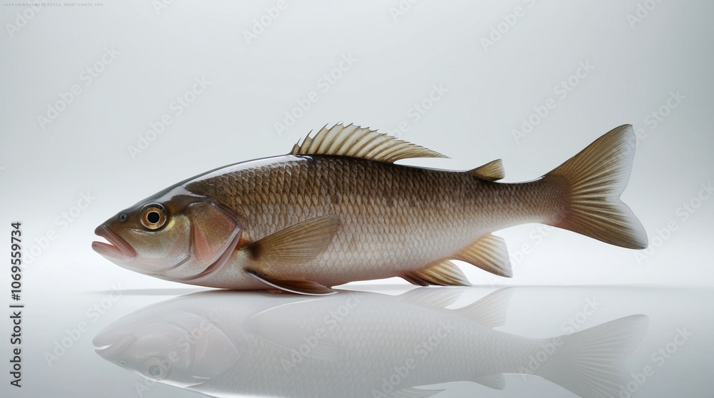 Fototapeta premium Ultra-Detailed Fish on a Solid Background, Photorealistic and Highly Textured Close-Up