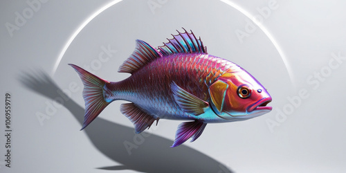 Ultra-Detailed Fish on a Solid Background, Photorealistic and Highly Textured Close-Up