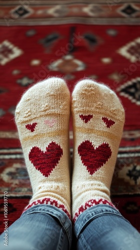 Cozy Heart Patterned Socks for Romantic Settings