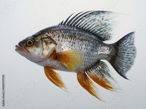 Ultra-Detailed Fish on a Solid Background, Photorealistic and Highly Textured Close-Up