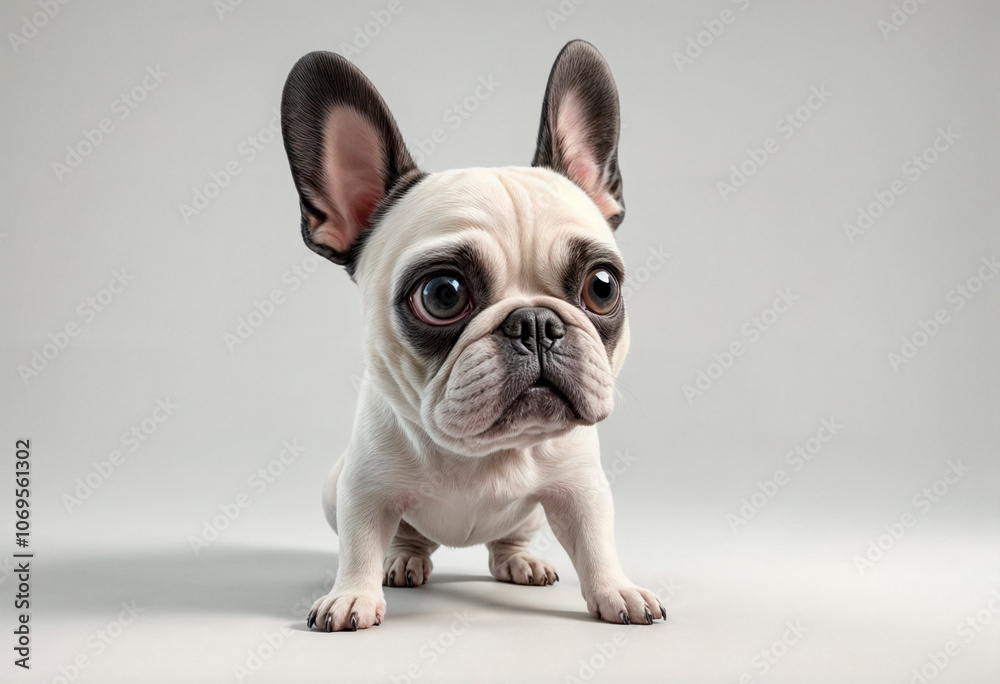 Fototapeta premium 3d model of a whimsical French bulldog - generated by ai