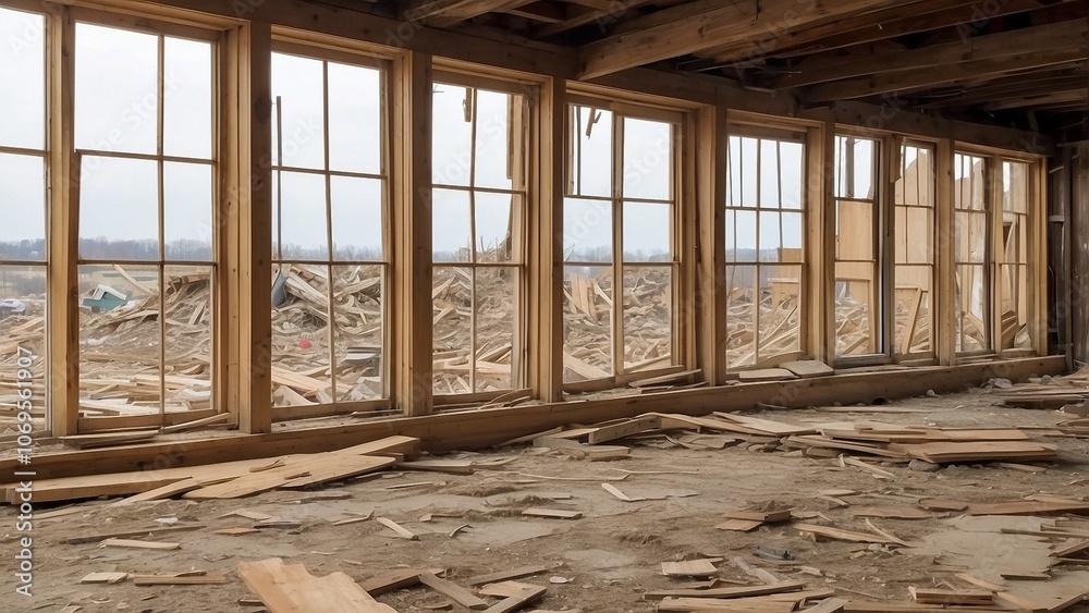 Old wooden windows were tossed at the landfill. The renovation process includes removing the windows. Old wooden windows were tossed at the landfill. The renovation process includes removing the windows.