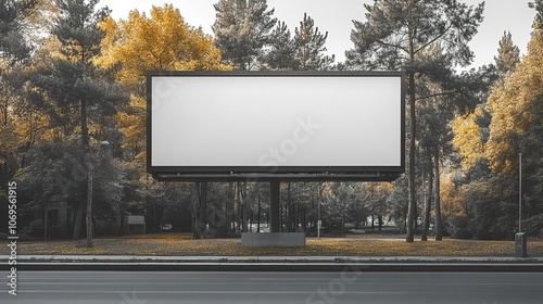 A simple, realistic billboard mockup isolated on a white background, providing a blank canvas for large-format outdoor advertisements and promotional media designs. photo