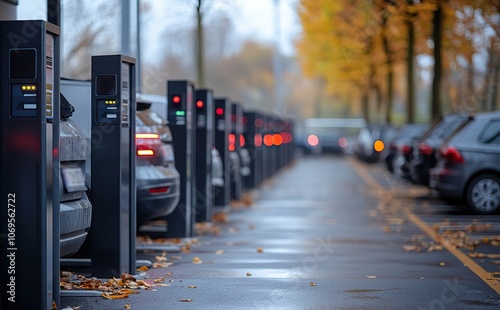 A smart parking system using LPR cameras shows automated number plate recognition for streamlined parking lot management. photo