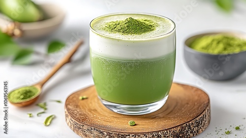 Delight in a velvety, frothy Matcha Latte crafted from premium Japanese green tea powder, subtly sweetened with steamed milk for a creamy finish that will awaken your senses with each sip.