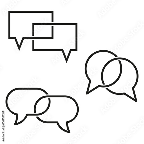Speech bubble icons. Communication vector symbols. Dialogue graphic shapes. Chat message signs.