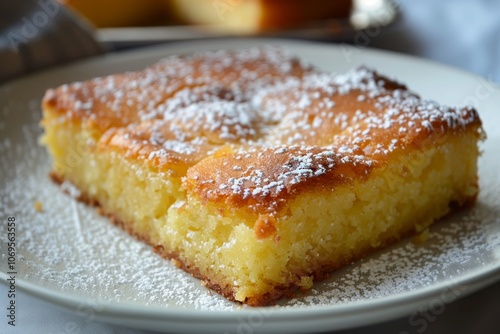 Delicious Gooey Butter Cake Slice on a Plate