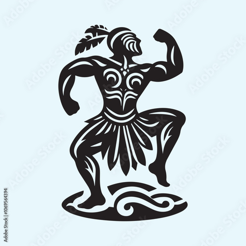 Maori Haka Dance vector, Maori Haka Dance  silhouette vector icon black and white