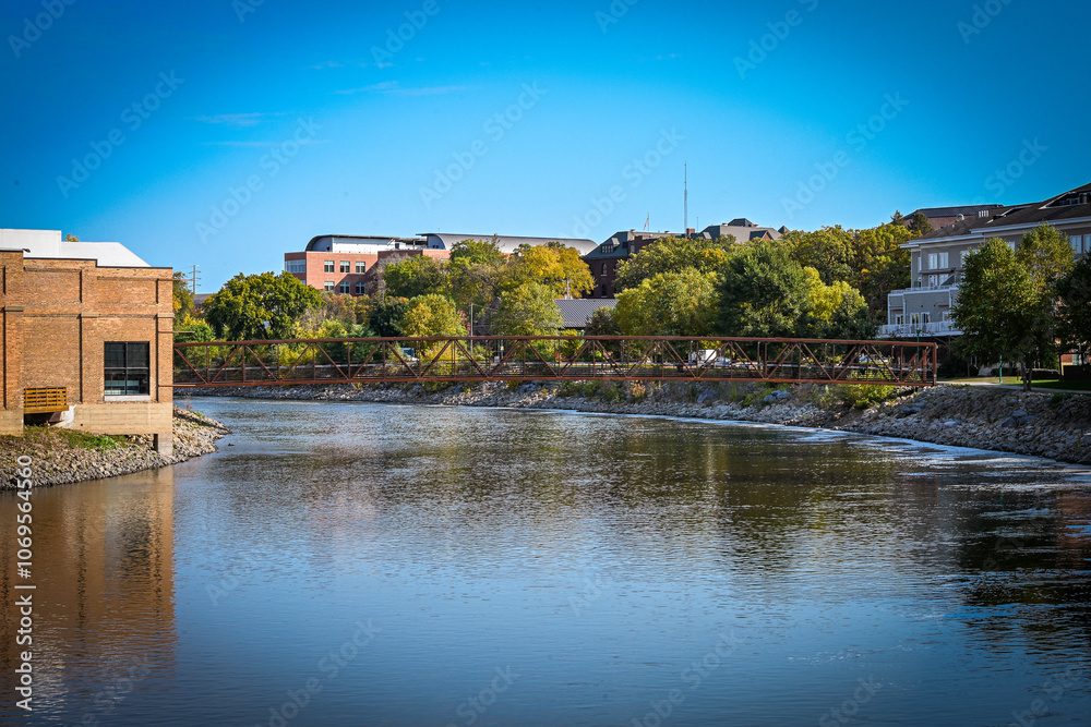 Obraz premium industrial bridge over the river