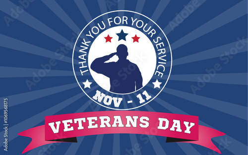 Thank you Veterans Day template in circle design, veterans day vector wall paper with soldiers salute