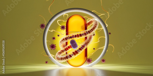 Close-up of Virus and Microbe Cells, Disease Concept with Pathogens and Covid Representation in Realistic Style