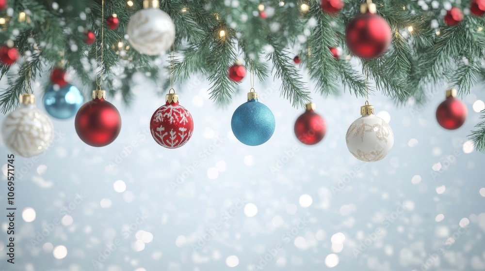 Whimsical Christmas Ornaments on Elegant Background Whimsical Christmas Ornaments on Elegant Background