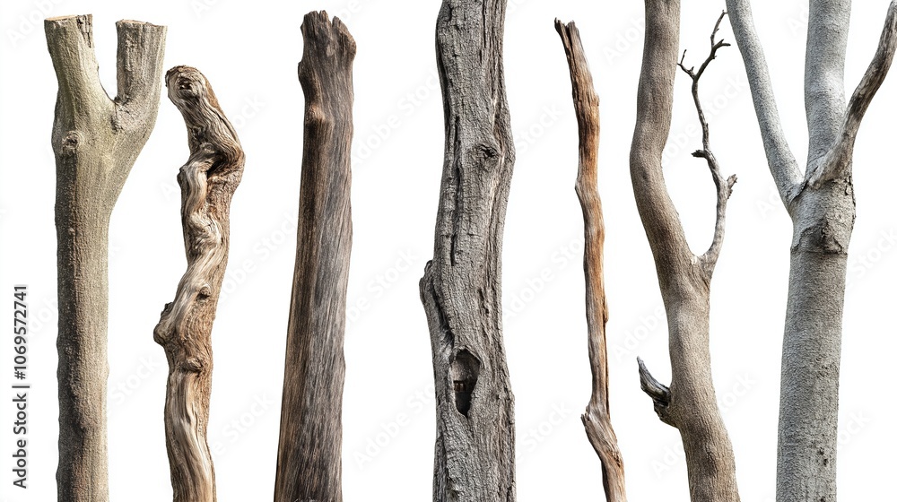 Naklejka premium isolated tree trunks and tropical stems