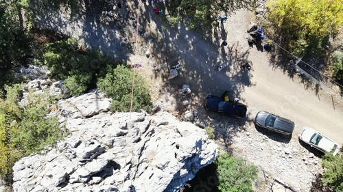The scenic view of the ancient city of Olympos by drone