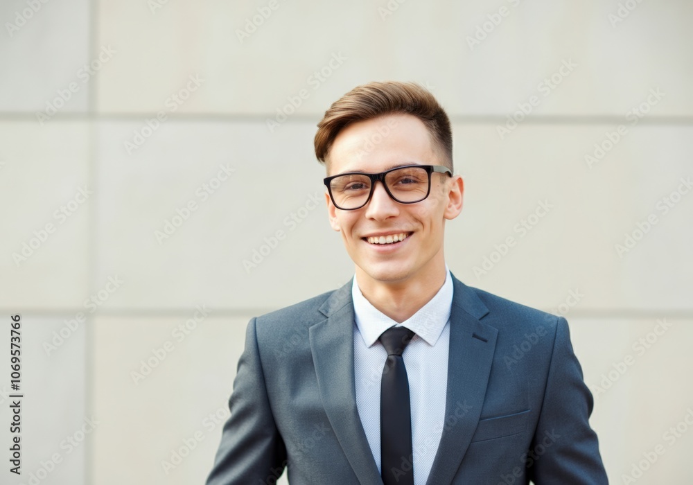 Portrait of a smiling man in a suit and glasses Portrait of a smiling man in a suit and glasses