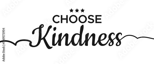 Choose Kindness Handwritten Typography Text with Stars concept for World Kindness Day Holiday Celebration 