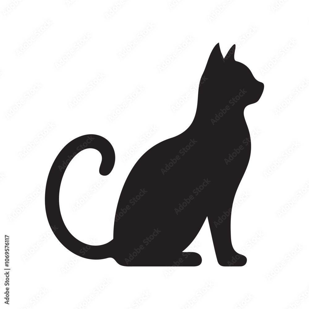 Cat silhouette icon vector on white background. Cat silhouette icon vector on white background.