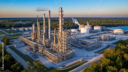 Aerial View of Industrial Oil Refinery Complex