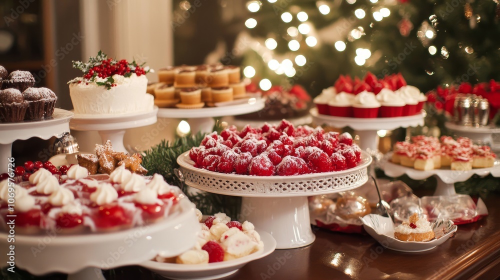 Festive Dessert Spread at Christmas Party Festive Dessert Spread at Christmas Party
