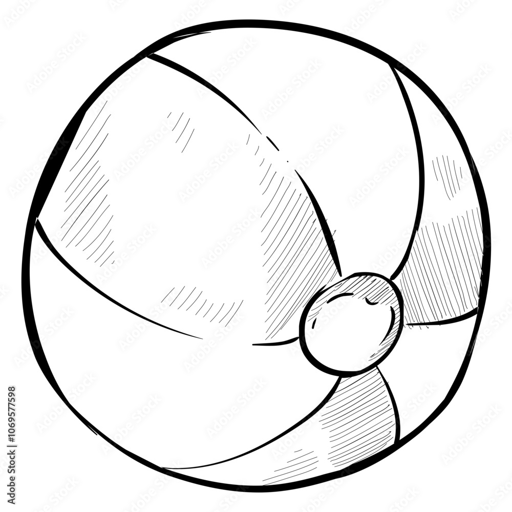 Naklejka premium Handdrawn Beach Ball Illustration