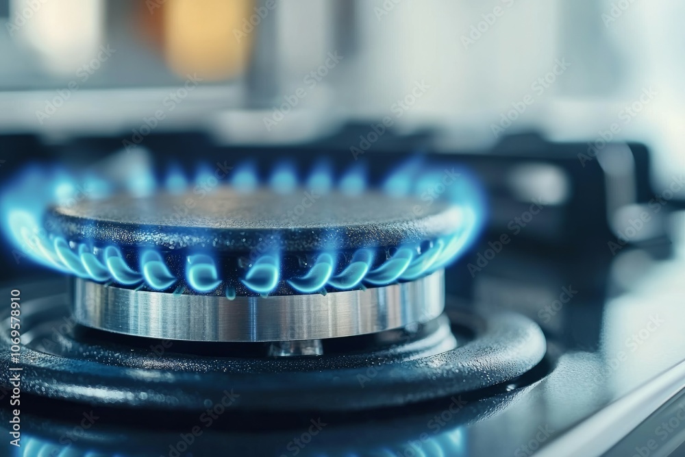 A stove burner is lit and the flame is blue A stove burner is lit and the flame is blue