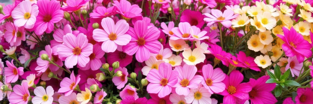 Pink petals of various shades create a lush and vibrant display, forming a beautiful background filled with blooming flowers, display, nature, flowers Pink petals of various shades create a lush and vibrant display, forming a beautiful background filled with blooming flowers, display, nature, flowers