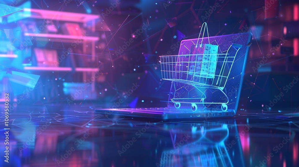 An illustration depicts the concept of online shopping An illustration depicts the concept of online shopping