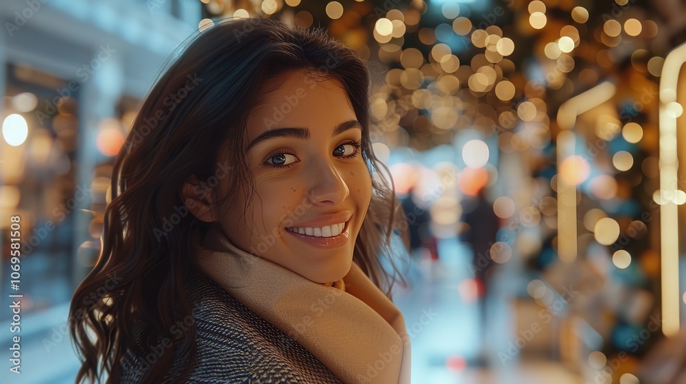 Beautiful young female model smiling during Black Friday Beautiful young female model smiling during Black Friday