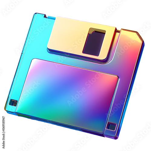 Shiny iridescent floppy disk