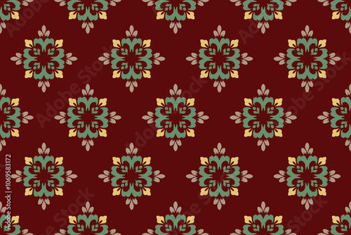 Geometric ethnic oriental ikat pattern traditional Design for background,carpet,wallpaper,clothing,wrapping,Batik,fabric,Vector illustration.embroidery style.