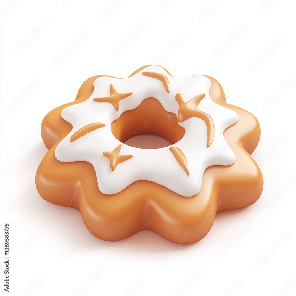 Sweet 3D Cartoon Gingerbread Cookie in Classic Christmas Colors Isolated on White Background Sweet 3D Cartoon Gingerbread Cookie in Classic Christmas Colors Isolated on White Background