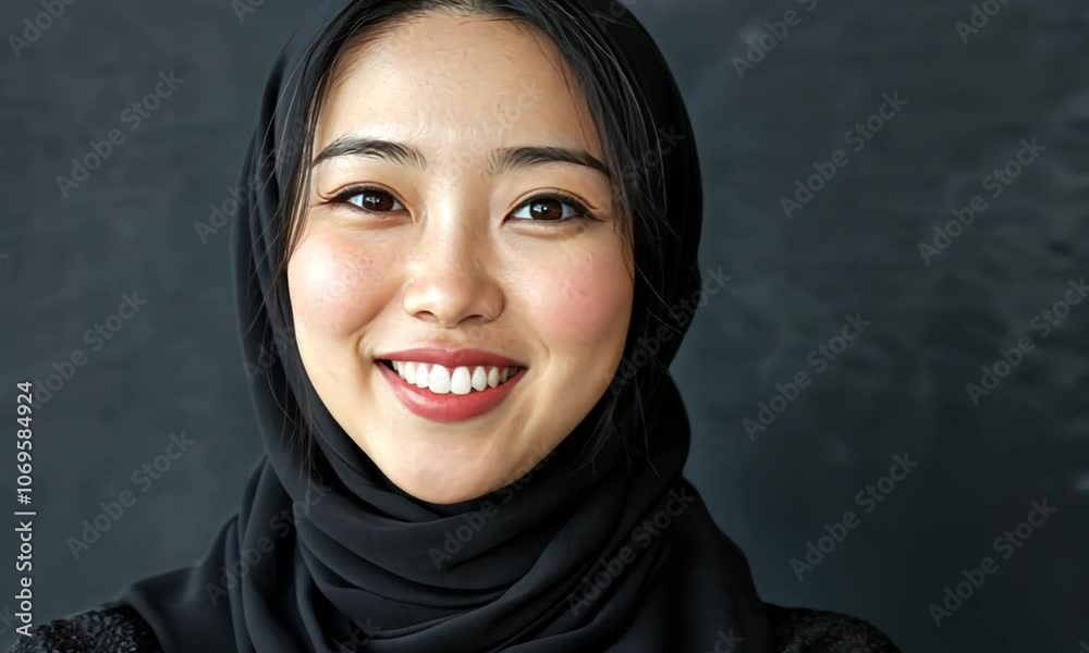 Young Asian Woman in a Hijab Smiling: Embracing Beauty and Confidence Young Asian Woman in a Hijab Smiling: Embracing Beauty and Confidence
