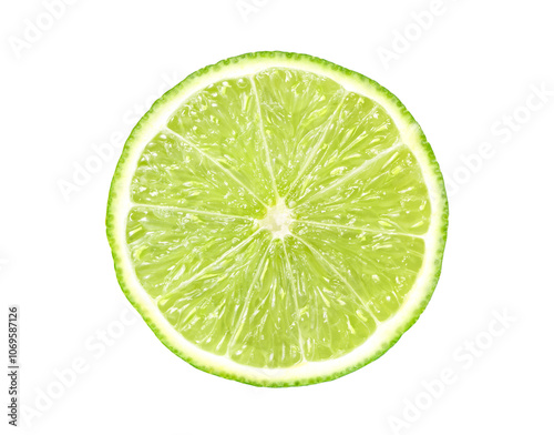 Front view slice of lime isolated on white background. Clipping path.