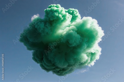 Emerald Green Gas Cloud Burst on Clear Background