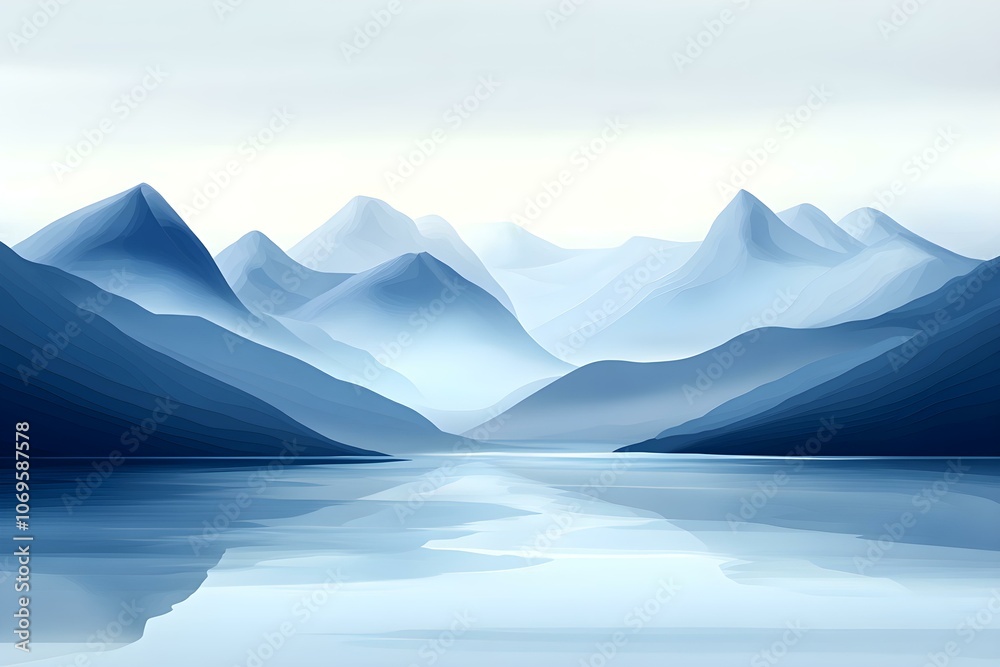 Fototapeta premium Tranquil Arctic Landscape with Smooth Waves
