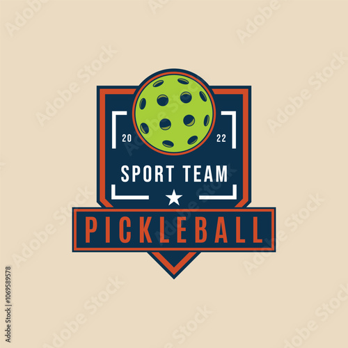 pickleball sport icon logo vector emblem,  pickleball tournament logo badge design graphic template vector illustration