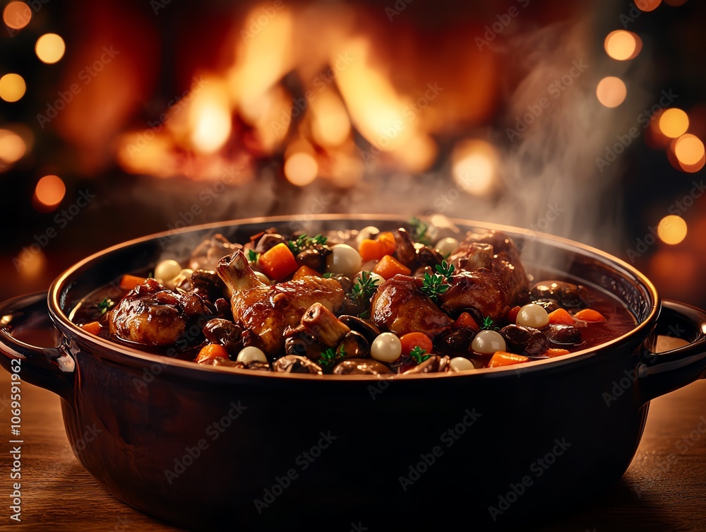 Classic French coq au vin with red wine braised chicken Classic French coq au vin with red wine braised chicken