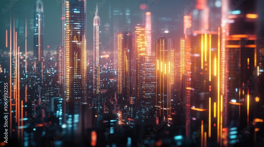 Futuristic Cityscape with Glowing Lights Futuristic Cityscape with Glowing Lights